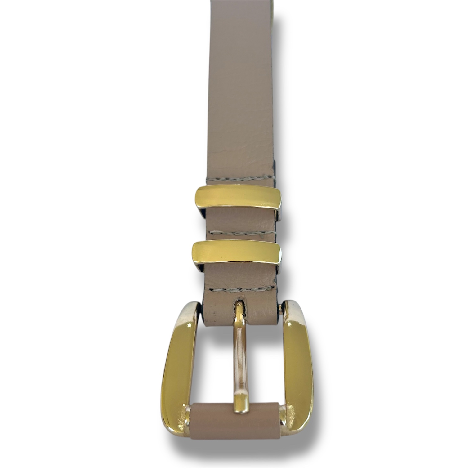 Cinturón Beige con Hebilla Dorada