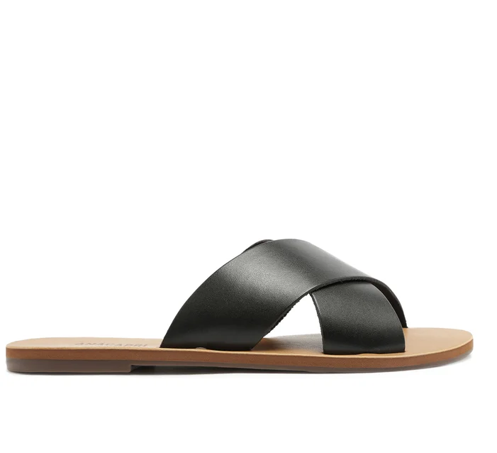 Zapatilla plana con tiras cruzadas negra view 2